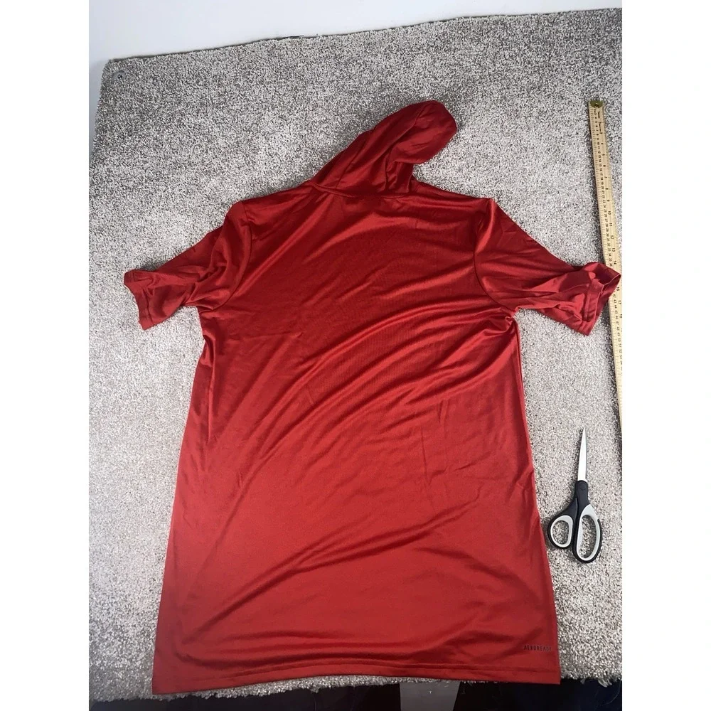 Adidas Aero Ready Short Sleeve Hoodie Pullover Mens LT (LT2) Red Performance Gym